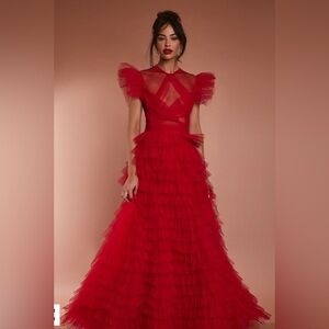 Alexandre Red ruffled gown “From a Friend”. Sold out online